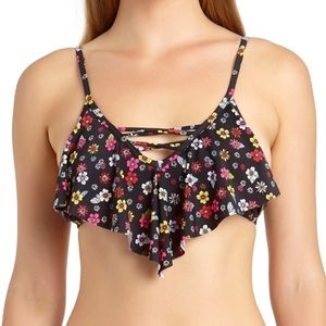 California Waves Floral Flounce Bikini Top